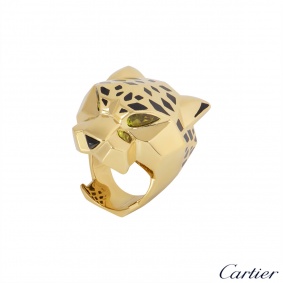 Cartier Yellow Gold Peridot and Onyx Panthere Ring Size 54 N4193154 Cartier Yellow Gold Peridot and Onyx Panthere Ring Size 54 N4193154